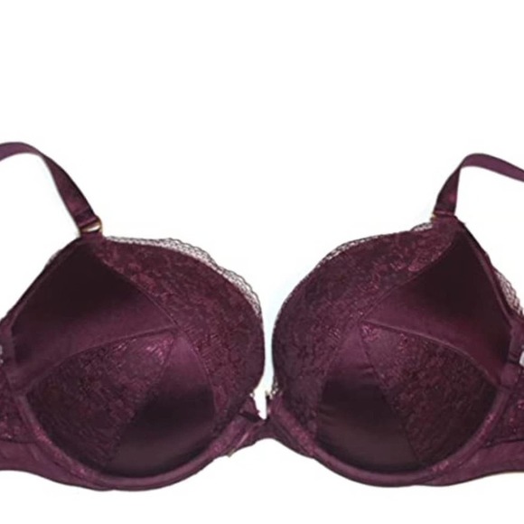 Victoria's Secret Women Push-Up Bra Burgundy Lace Double Strap Size 34DD - Picture 2 of 16